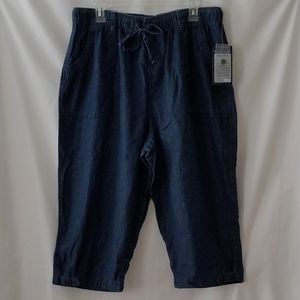 NWT Gloria Vanderbilt XL Denim Capris Pull on Blue